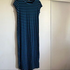 Acting Pro Blue and Black Striped Maxi Dress